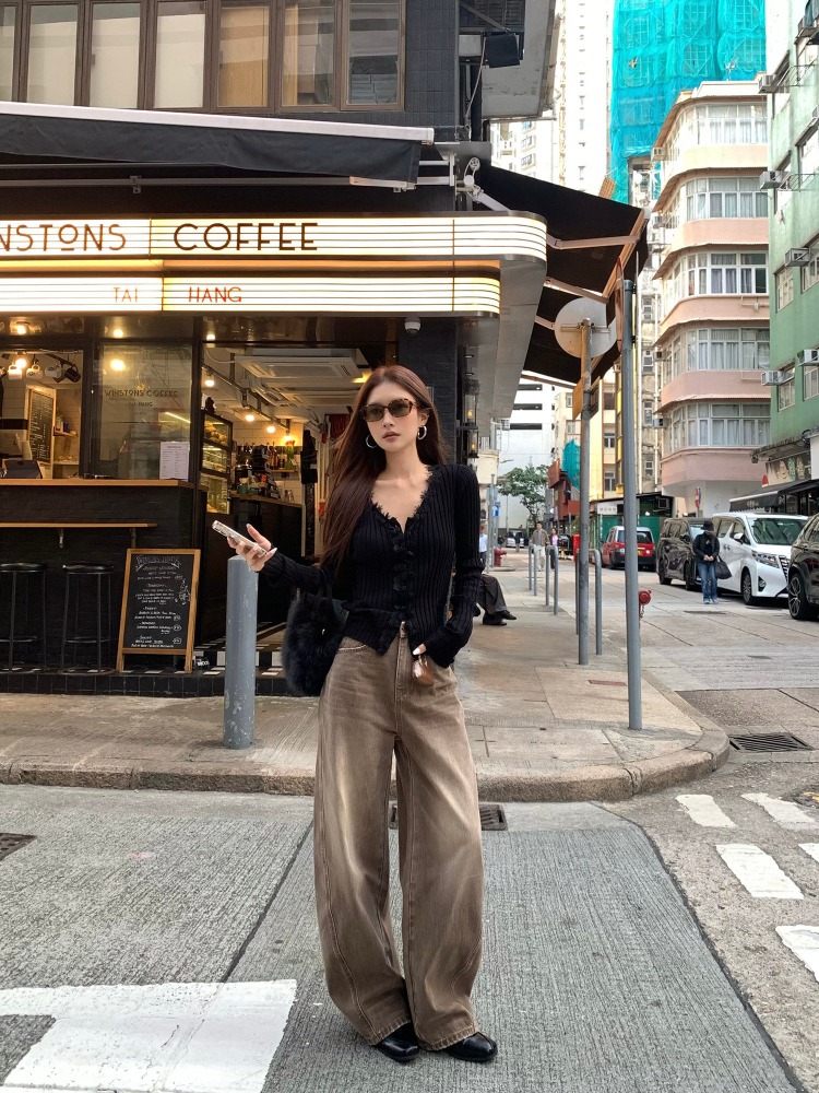 Women Bags Jeans - 【FANGTING】 Calças Jeans Femininas Vintage Casuais