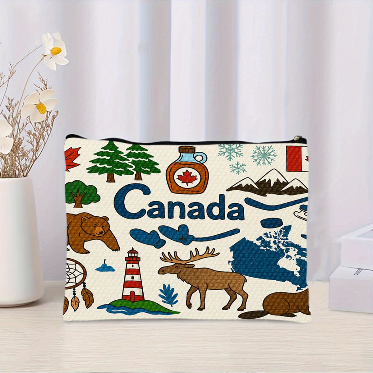 Women Bags In Canada - Uma bolsa cosmética temática do Canadá