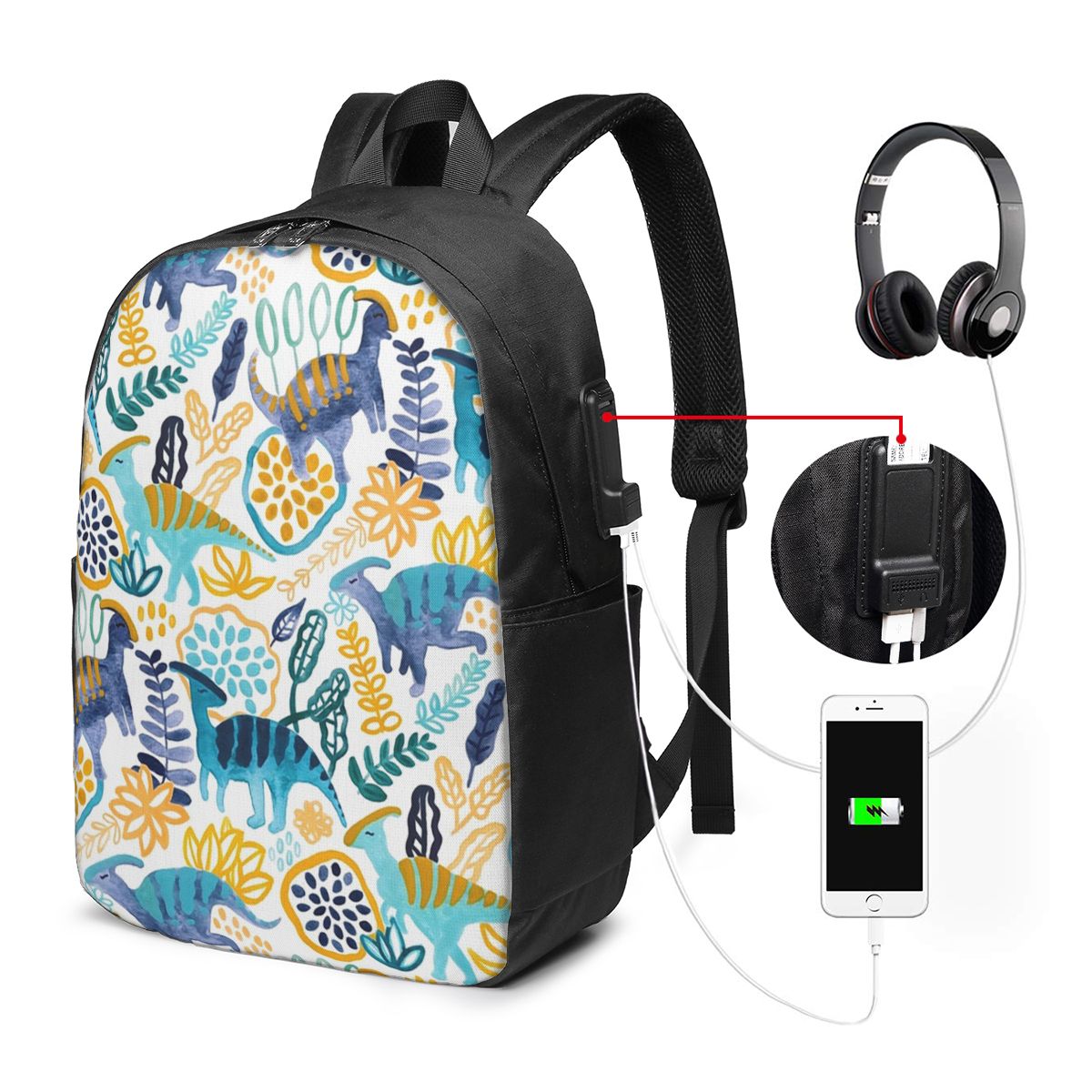 Women Bags For Laptop - Mochila Gouache Parasaurolophuses para viagem, bolsa