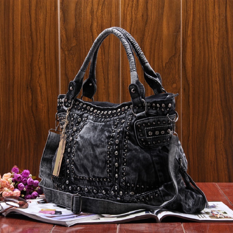 Women Bags Jeans - Bolsa de ombro jeans vintage para