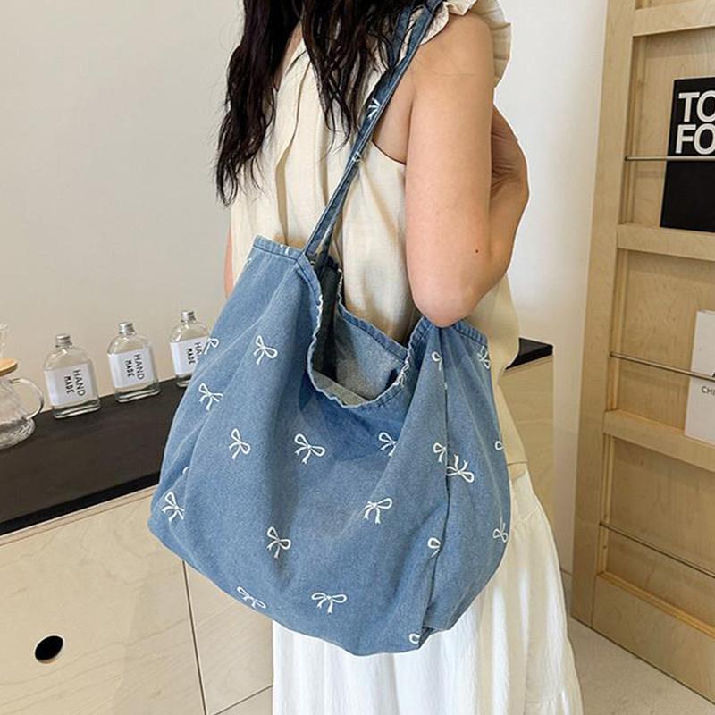 Bolsa Tote de Lona com Laço De - Women Bags Jeans avaliação e preço