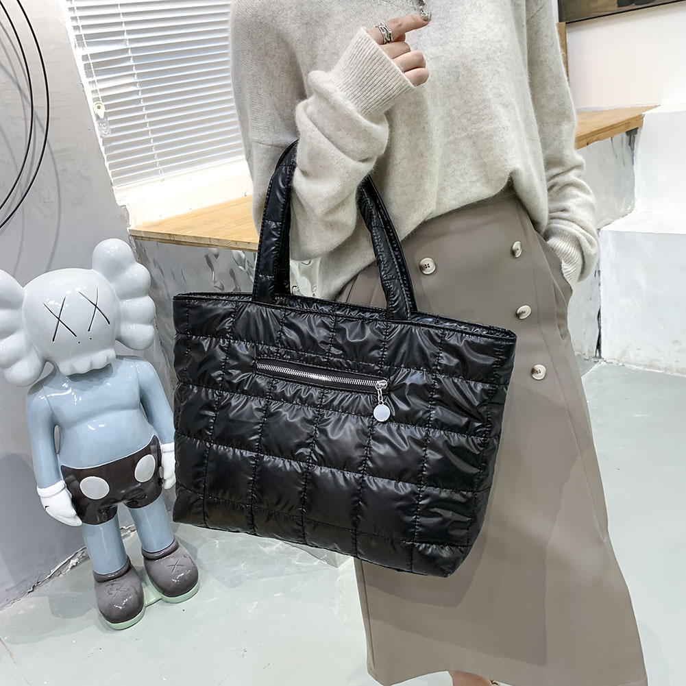 Bolsa Tote Puffer com Zíper, B - Women Bags For Office Use avaliação e preço