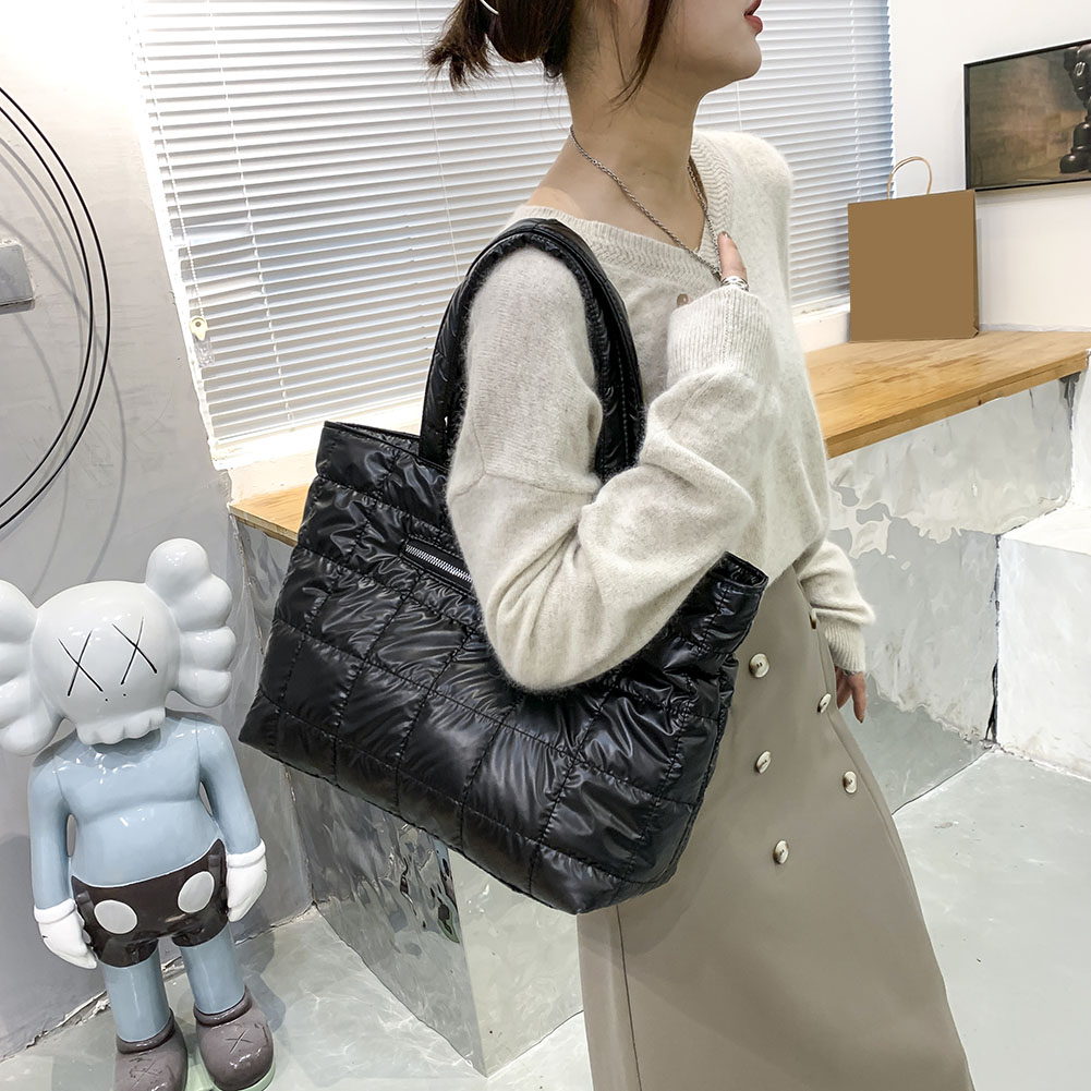 Bolsa Tote Puffer com Zíper, B - Women Bags For Office Use avaliação e preço