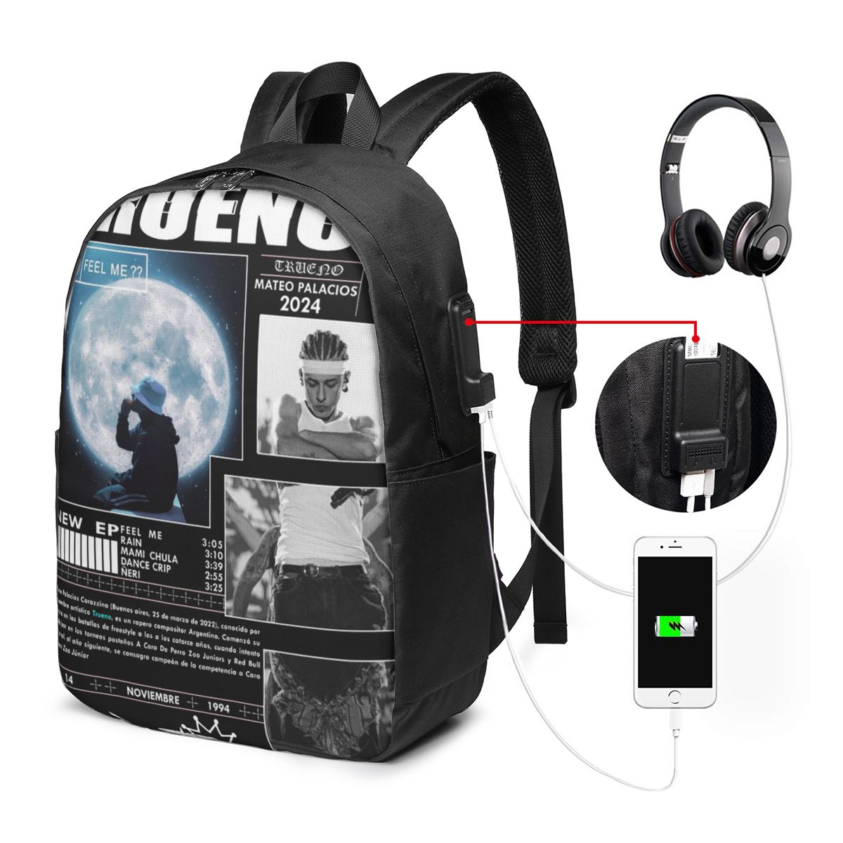 Mochila Engraçada Trueno Hip H - Women Bags For Laptop avaliação e preço