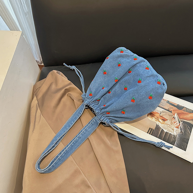 Bolsa Bucket de Denim com Bord - Women Bags Jeans avaliação e preço
